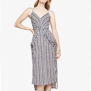 BCBGeneration Striped Faux Wrap Dress w/ Spaghetti Straps and Pockets XS